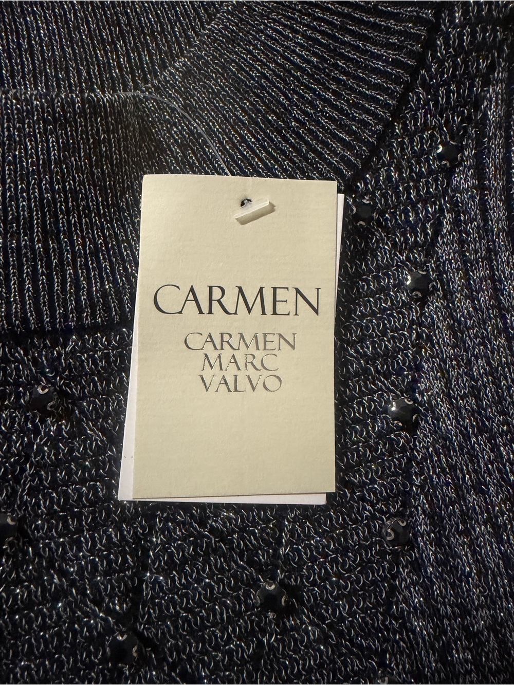 Carmen Marc Valvo Charcoal Metallic Sleeveless Mock Neck Top - Picture 5 of 7